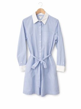 NWT Outerknown Organic Cotton Blue Shirt Dress Romper XS Button Front Belted